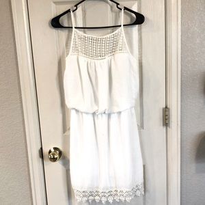 Spaghetti strap white dress.
